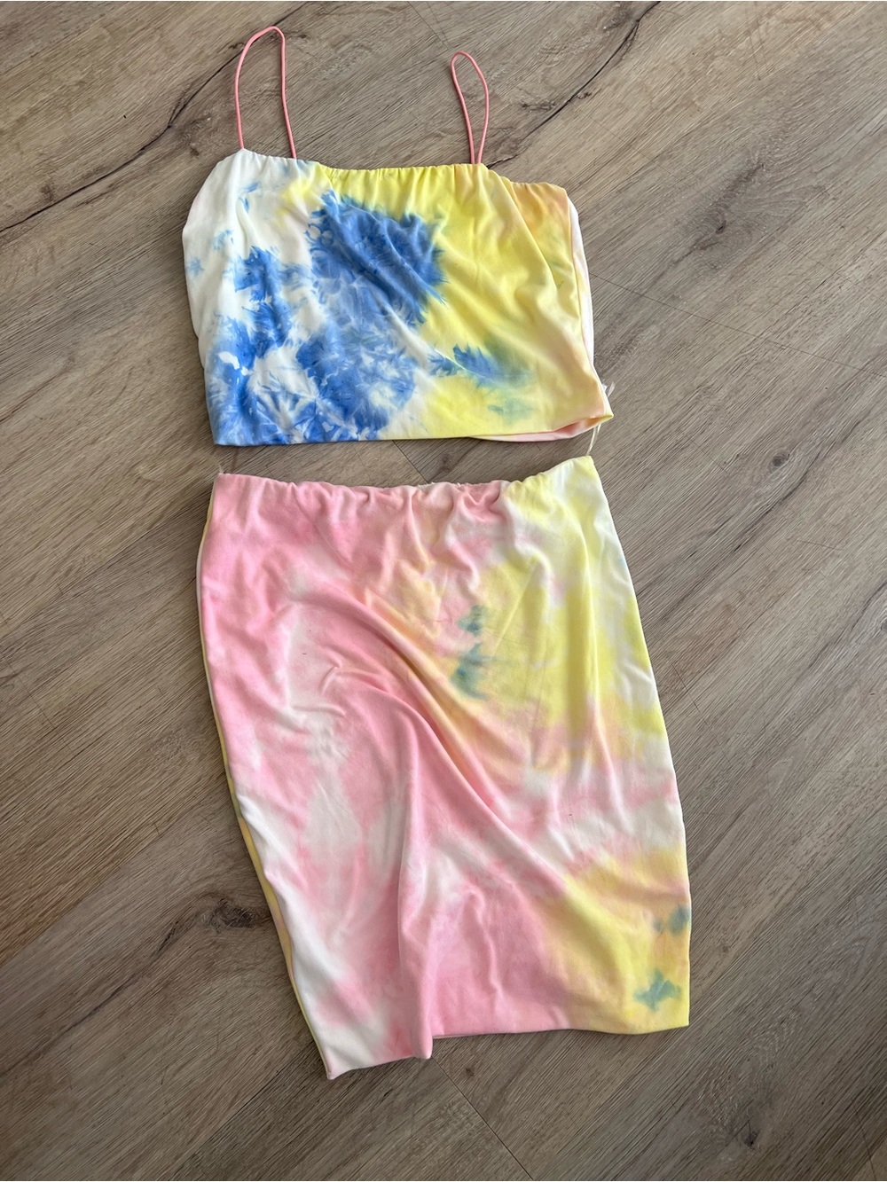 Tie-Dye Pastel Two-Piece Crop Top & Skirt Set
